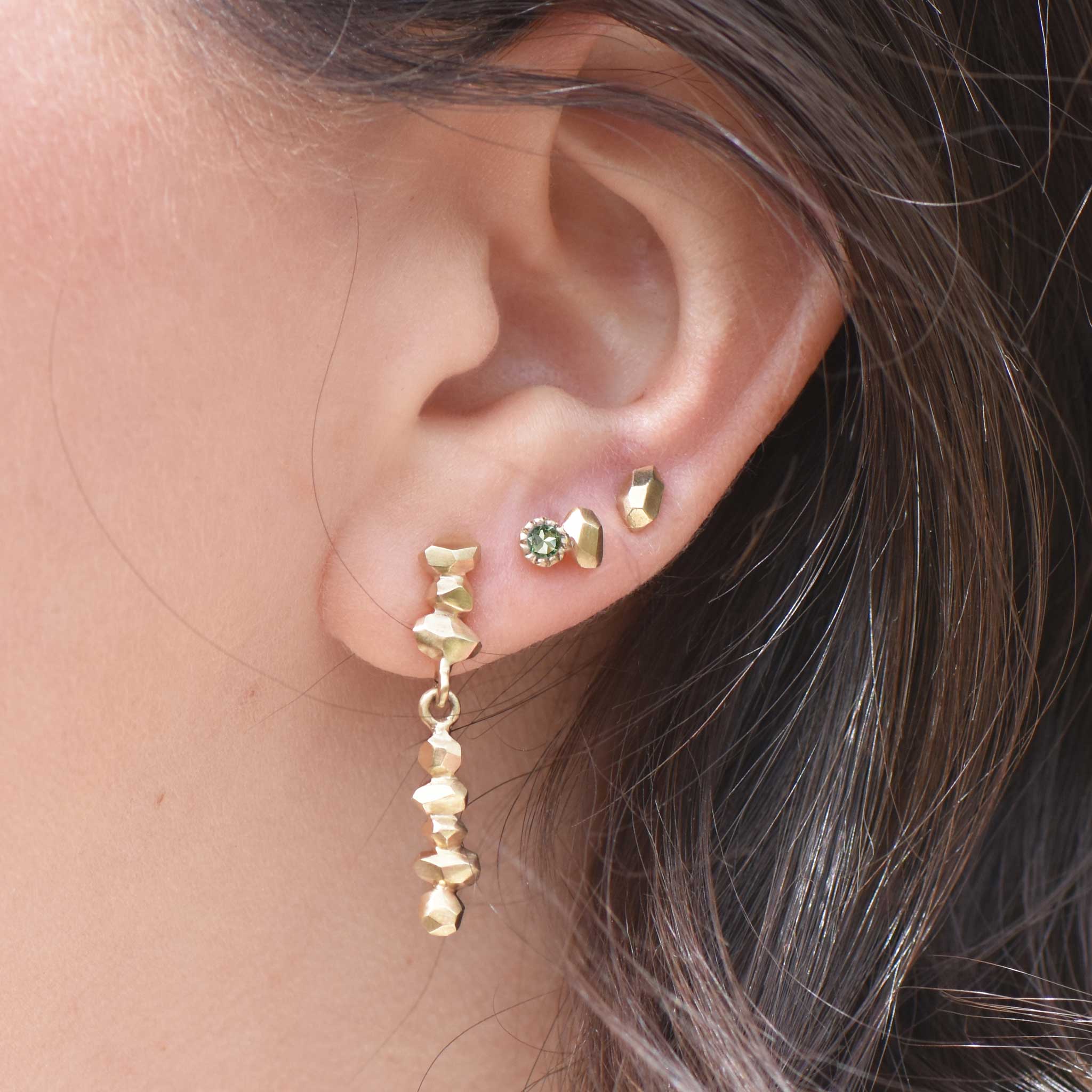 Green Tourmaline Gea Duo Studs in 9ct Yellow Gold